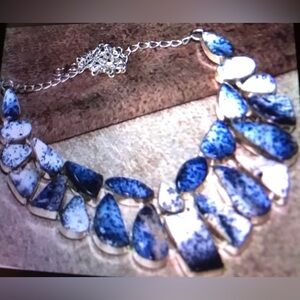 Dendritic Opal Stamped 925 Sterling Silver Necklace